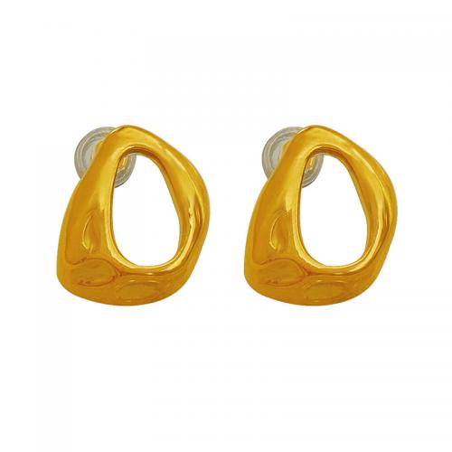 Edelstahl Stud Ohrring, 304 Edelstahl, Vakuum-Ionen-Beschichtung, Modeschmuck & für Frau & hohl, goldfarben, 15x12mm, verkauft von Paar