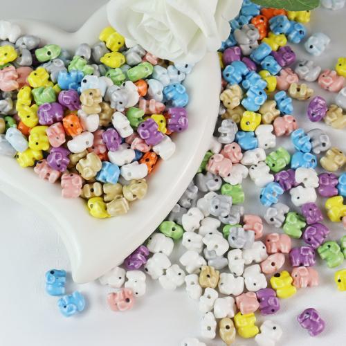 Tierische Porzellan Perlen, Elephant, Einbrennlack, Modeschmuck & DIY, keine, 14x12x8mm, ca. 100PCs/Tasche, verkauft von Tasche