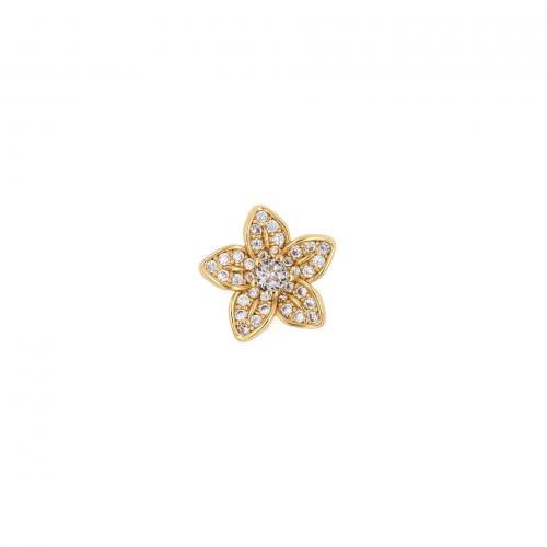 Brass Spacer Beads, Flower, 18K gold plated, fashion jewelry & DIY & micro pave cubic zirconia 