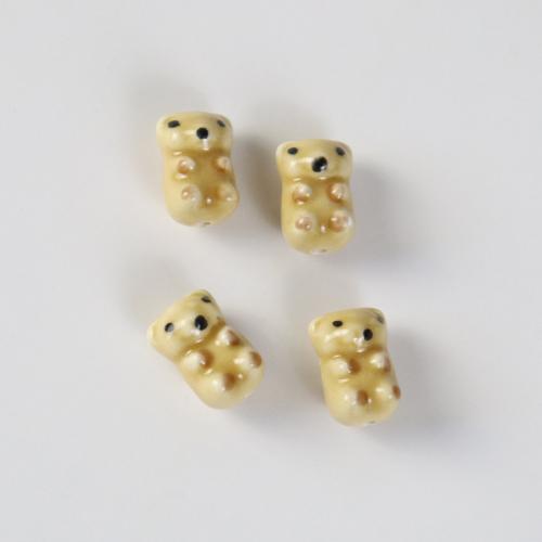 Tierische Porzellan Perlen, Bär, Einbrennlack, Modeschmuck & DIY, kakifarben, 12x17mm, ca. 100PCs/Tasche, verkauft von Tasche