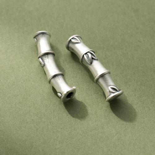 925er Sterling Silber gebogene Rohr Perlen, Bambus, Antikes Finish, DIY, 6.5x27mm, Bohrung:ca. 2.5mm, verkauft von PC