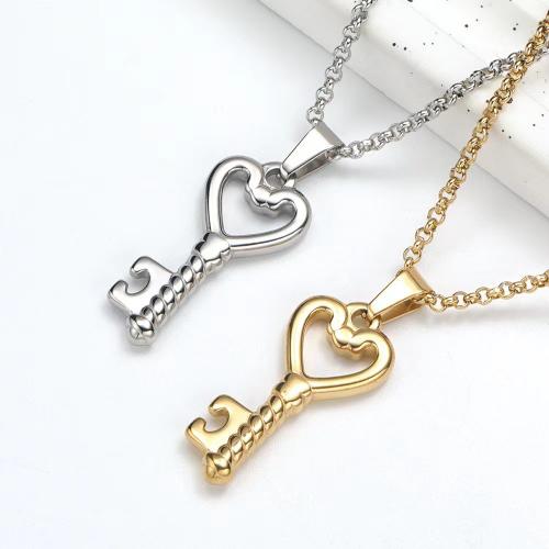 Stainless Steel Jewelry Necklace, 316L Stainless Steel, Key, fashion jewelry & for woman Approx 45 cm 