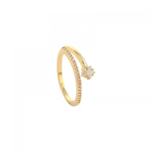 Латунное кольцо с стразами, Латунь, плакирован золотом, ювелирные изделия моды & Женский & со стразами, Золотой, inner diameter 17mm, продается PC