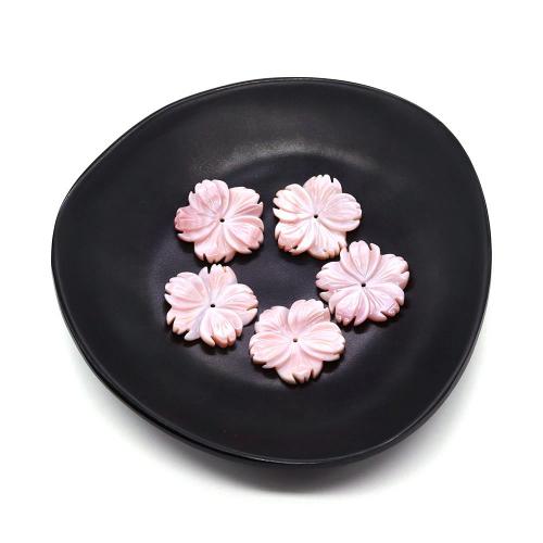 Natural Freshwater Shell Pendants, Flower, Carved, DIY pink 