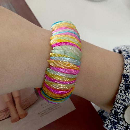 Dyed Shell Bracelet, elastic & for woman, multi-colored 