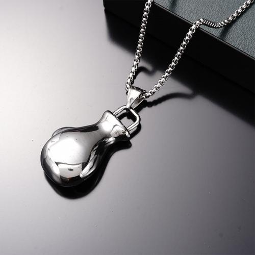 Titanium Steel Jewelry Necklace, Boxing Glove, plated, fashion jewelry, silver color cm 