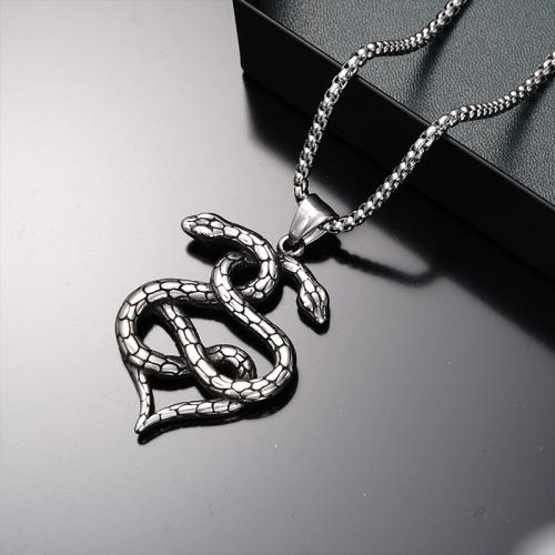 Титан ожерелье ювелирных изделий, титан, Змея, Другое покрытие, ювелирные изделия моды, серебряный, длина:70 см, продается PC