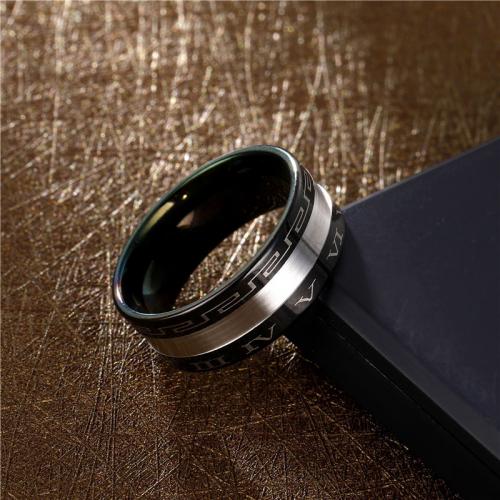 Titanium Steel Finger Ring, plated, fashion jewelry black, US Ring 