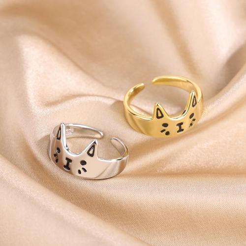 Brass Finger Ring, Cat, plated, fashion jewelry & for woman & epoxy gel Diameter :17mm, width :12mm. 