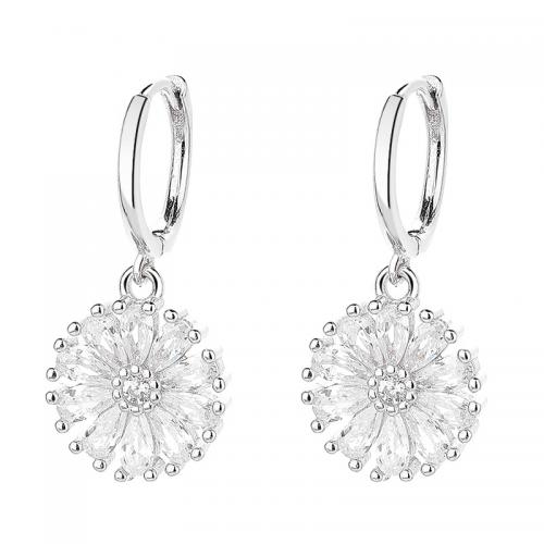 Cubic Zirconia Micro Pave Sterling Silver Earring, 925 Sterling Silver, plated, micro pave cubic zirconia & for woman 