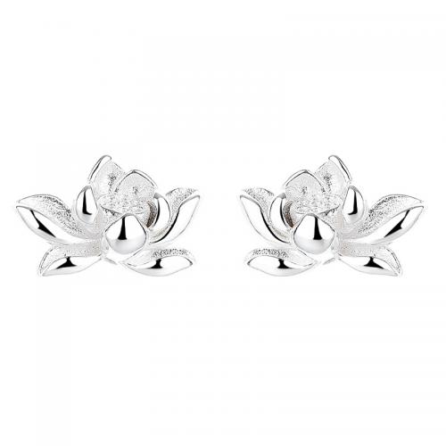 Sterling Silver Stud Earring, 925 Sterling Silver, plated, for woman, silver color 