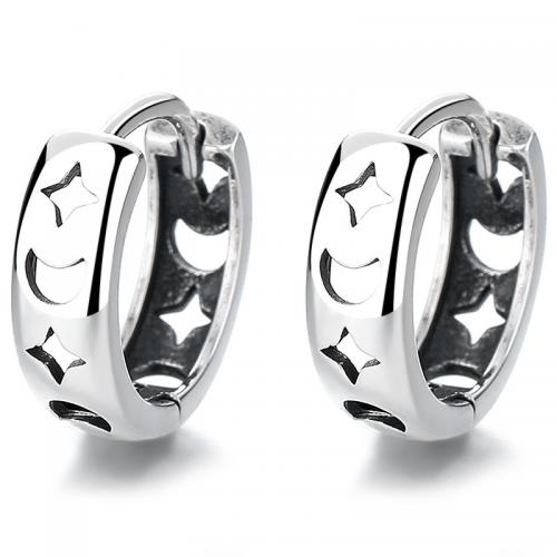 Sterling Silver Huggie Hoop Earring, 925 Sterling Silver, plated, for woman, silver color 