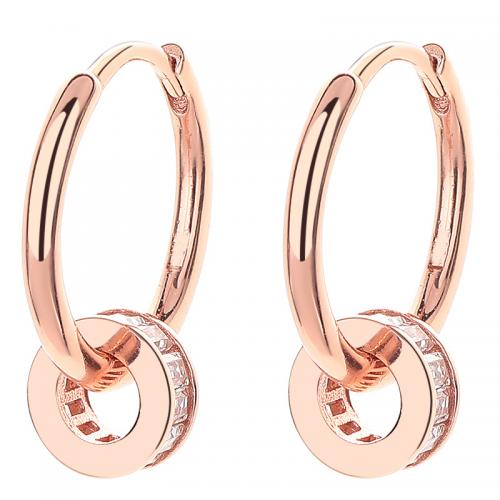 Cubic Zirconia Micro Pave Sterling Silver Earring, 925 Sterling Silver, plated, micro pave cubic zirconia & for woman, rose gold color 