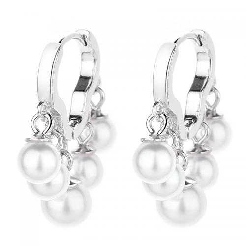 Sterling Silber Tropfen Ohrring, 925 Sterling Silber, mit Kunststoff Perlen, plattiert, für Frau, keine, 22.4x17.8mm, verkauft von Paar