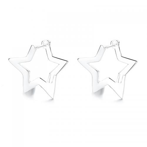 Sterling Silver Drop Earring, 925 Sterling Silver, Star, plated, for woman, silver color 