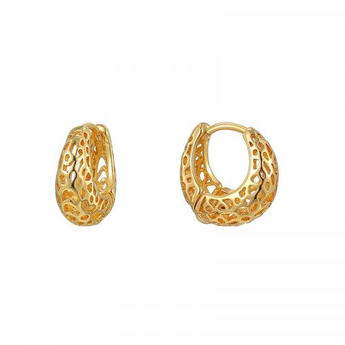 Brass Huggie Hoop Earring, plated, for woman, golden 
