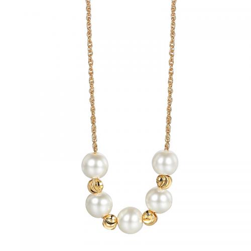 Ожерелье ручной латунные, Латунь, с Shell Pearl, Другое покрытие, Женский, Золотой, продается PC