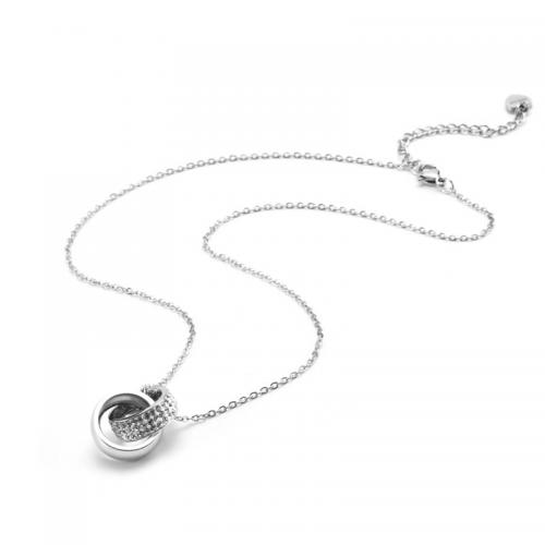 Titan Schmuck Halskette, Titanstahl, mit Verlängerungskettchen von 5mm, plattiert, unisex & mit Strass, Silberfarbe, Länge:ca. 45 cm, verkauft von PC