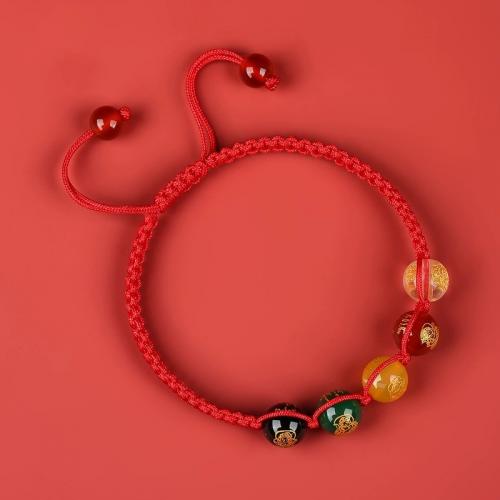 corde de coton bracelet, avec Agate, fait à la main, style folk & unisexe & tressé Environ 6-10 pouce, Vendu par PC