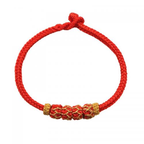 Cotton Cord Bracelet, handmade, folk style & Unisex & braided red 