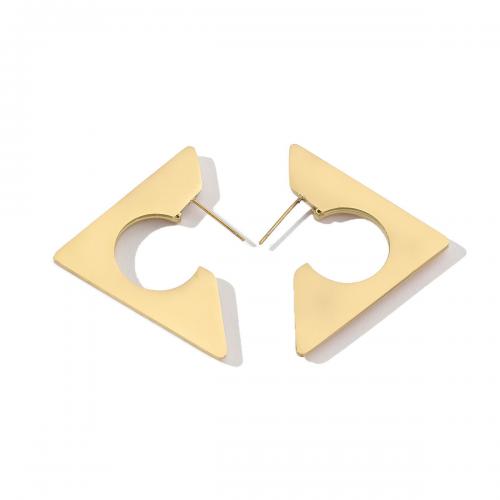 Stainless Steel Stud Earring, 304 Stainless Steel, Triangle, 18K gold plated, fashion jewelry & for woman, golden 