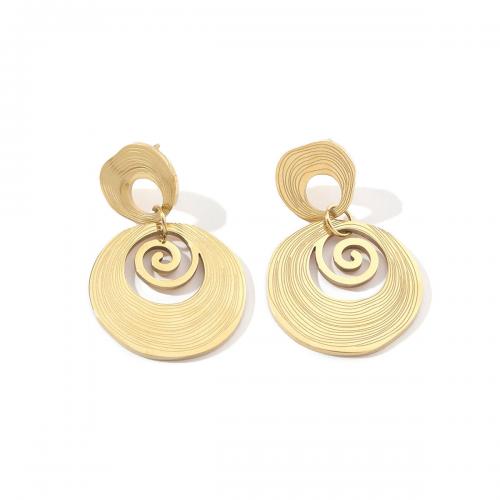 Stainless Steel Drop Earring, 304 Stainless Steel, 18K gold plated, fashion jewelry & for woman & hollow, golden 