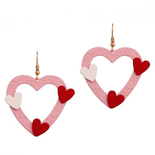 Zinc Alloy Drop Earring, Heart, stoving varnish, fashion jewelry & for woman & hollow 