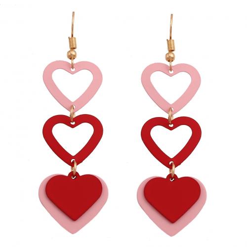 Zinc Alloy Drop Earring, Heart, stoving varnish, fashion jewelry & for woman 