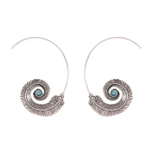 Zinc Alloy Drop Earring, with Synthetic Turquoise, silver color plated, fashion jewelry & for woman 