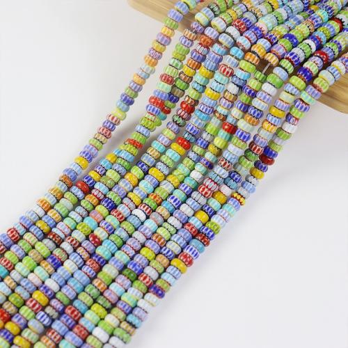 Lampwork Beads, Flat Round, stoving varnish, fashion jewelry & DIY mixed colors Approx 40 cm 