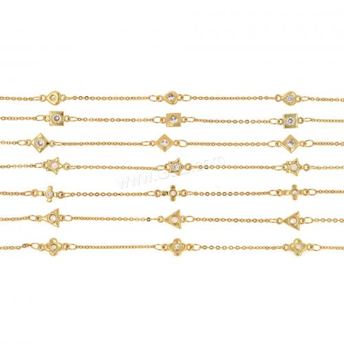 Handmade Brass Chain, 18K gold plated, fashion jewelry & DIY & micro pave cubic zirconia 