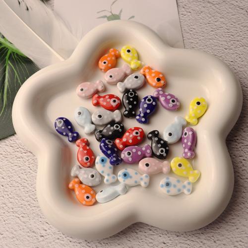 Tierische Porzellan Perlen, Fisch, Einbrennlack, Modeschmuck & DIY, keine, 2x17x9mm, ca. 100PCs/Tasche, verkauft von Tasche