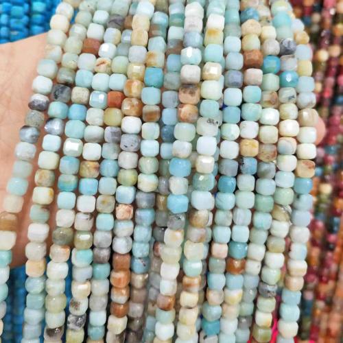Amazonite Beads, ​Amazonite​, Square, polished, fashion jewelry & DIY & faceted, mixed colors, 6mm, Approx 