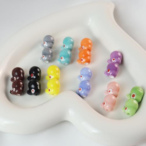 Tierische Porzellan Perlen, Hase, Einbrennlack, Modeschmuck & DIY, keine, 13x14mm, ca. 100PCs/Tasche, verkauft von Tasche
