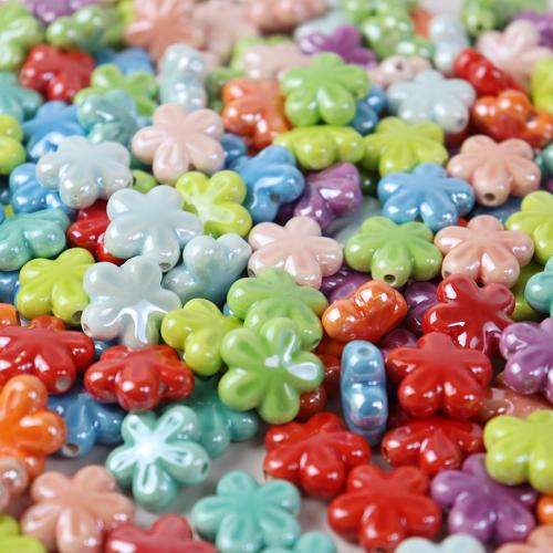 Blume Porzellan Perlen, Einbrennlack, Modeschmuck & DIY, keine, 19x19mm, ca. 100PCs/Tasche, verkauft von Tasche