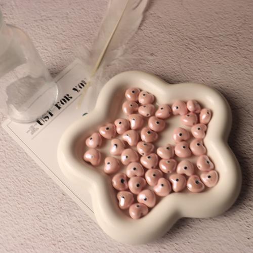 Plating Porzellan Bead, Herz, Einbrennlack, Modeschmuck & DIY, keine, 14x13x7mm, ca. 100PCs/Tasche, verkauft von Tasche