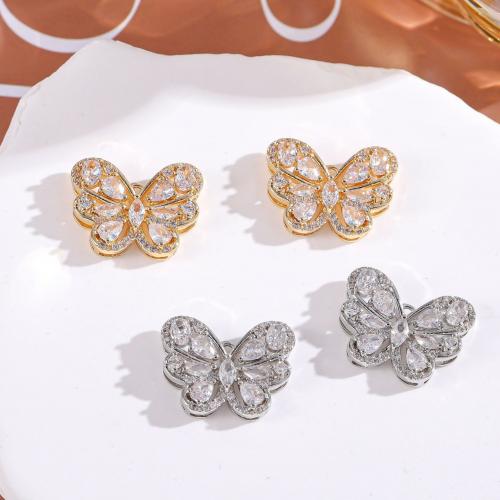 Cubic Zirconia Micro Pave Brass Pendant, Butterfly, plated, fashion jewelry & DIY & micro pave cubic zirconia 