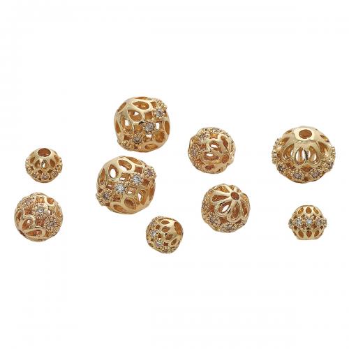 Brass Spacer Beads, 18K gold plated, DIY & micro pave cubic zirconia 