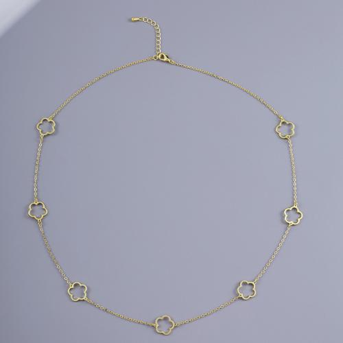 Brass Jewelry Necklace, with 5cm extender chain, petals, gold color plated, fashion jewelry & for woman & hollow, golden Approx 55 cm 