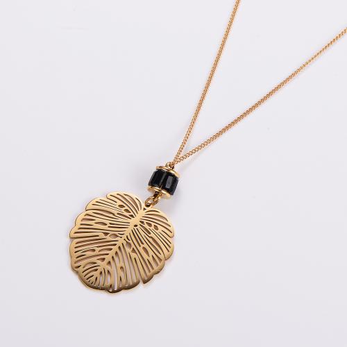 Stainless Steel Jewelry Necklace, 316L Stainless Steel, fashion jewelry & for woman & with rhinestone, golden, 35mm Approx 45 cm 