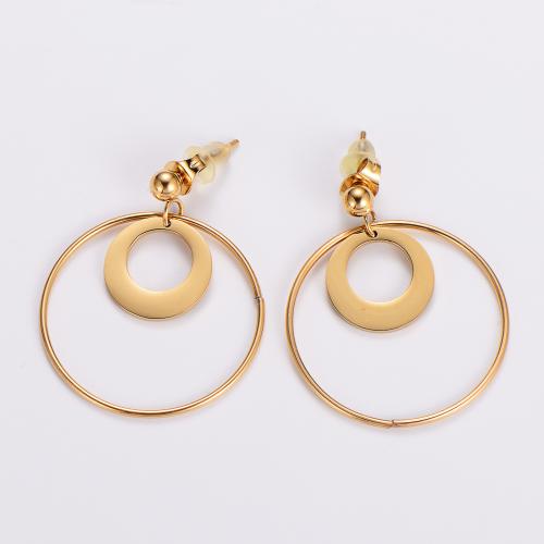 Stainless Steel Drop Earring, 316L Stainless Steel, 18K gold plated, fashion jewelry & for woman, golden, 30mm 