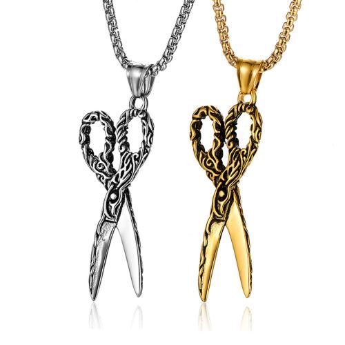 Titanium Steel Jewelry Necklace, Scissors, polished, fashion jewelry & Unisex 