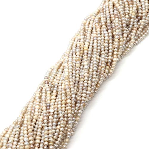 Baroque Cultured Freshwater Pearl Beads, Slightly Round, DIY, white, Length 3-4mm Approx 38 cm 