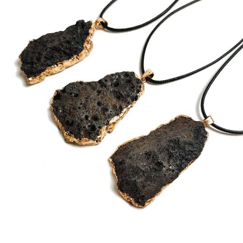 Lava Pendants, with Brass, gold color plated, DIY, black, The size of the pendant is about 50MM 