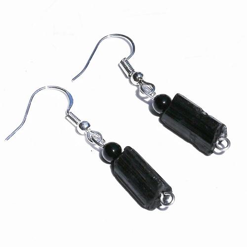 Gemstone Drop Earring, Schorl, with Zinc Alloy, fashion jewelry & for woman, black, 50mm 