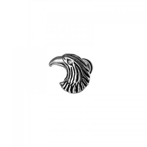 Titanium Steel Earrings, Eagle, plated, fashion jewelry & with rhinestone, silver color 