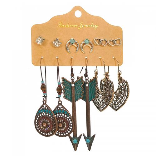 Zinc Alloy Drop Earring, plated, 6 pieces & for woman 