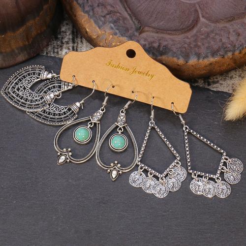 Zinc Alloy Drop Earring, plated, three pieces & for woman 