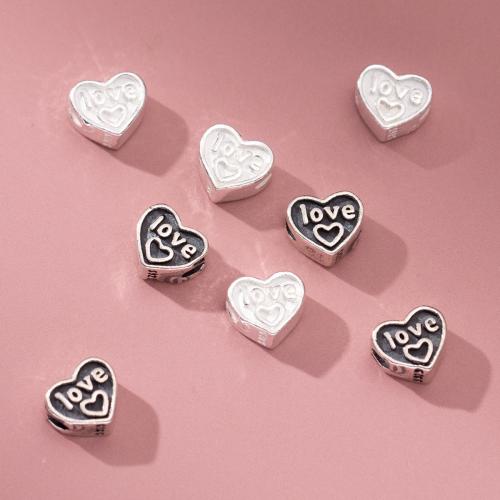Sterling Silver Spacer Beads, 925 Sterling Silver, Heart, plated, DIY Approx 1.4mm 