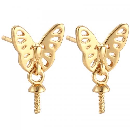 Brass Earring Drop Component, Butterfly, plated, DIY & hollow 8mm 